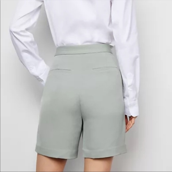 Aritzia Babaton Borna High Rise Longline Green Pleated Shorts size 10 - Picture 3 of 7